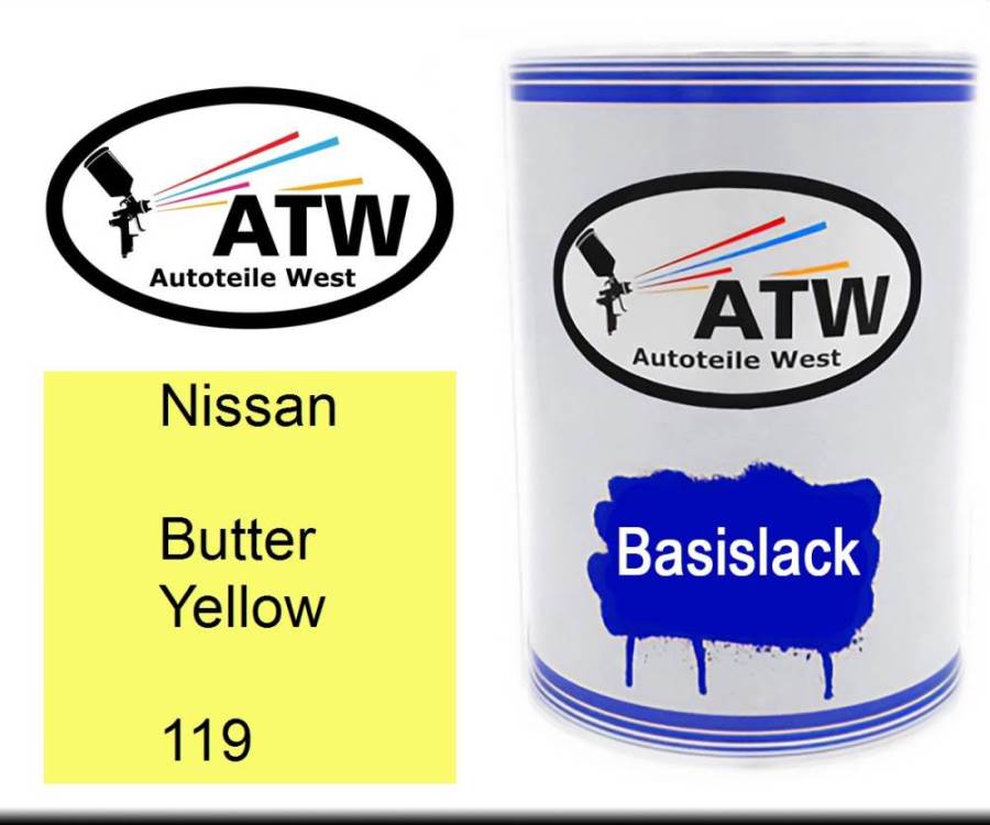 Nissan, Butter Yellow, 119: 500ml Lackdose, von ATW Autoteile West.